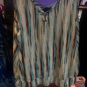 Worthington lace up-Multicolor Striped Blouse Xl EUC SUPER COMFORTABLE